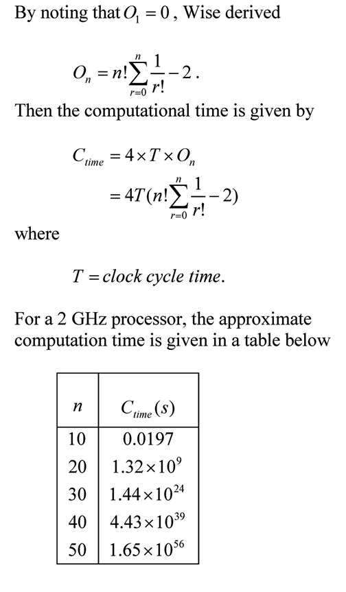 Computational time to find determinant