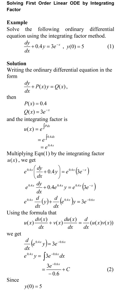 Solving First Order Linear ODE by Integrating Factor