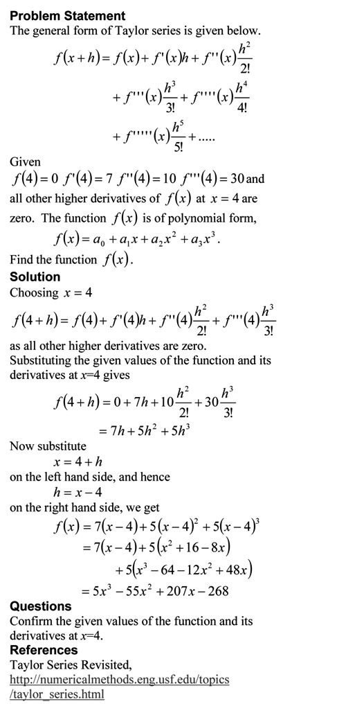Taylor Series Exercise Method 1